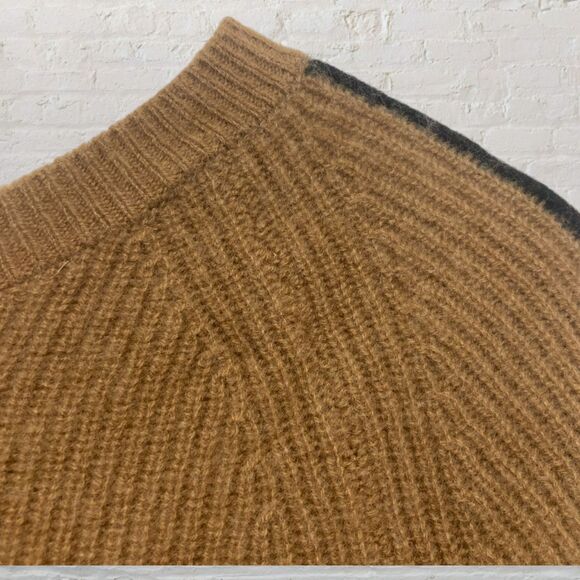 Victoria's Secret Cashmere Sweater Size M Striped Long Sleeve Camel VS Logo - Picture 8 of 16